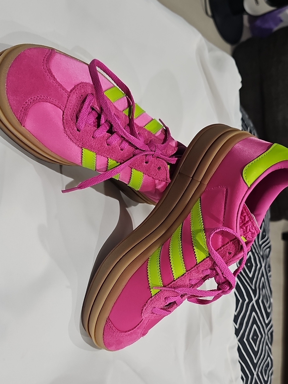 NWOT Adidas Women's Pink and Lime Platform Sneakers